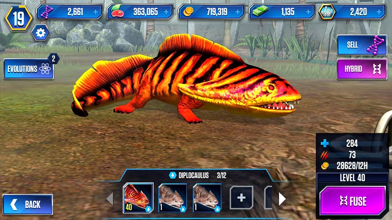 DIPLOCAULUS MAX LEVEL 40 - Jurassic World The Game - (iOS, Android) Gameplay