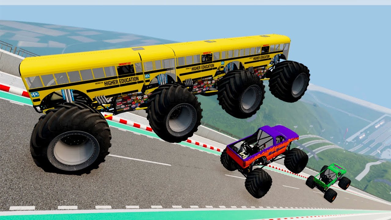 Epic High Speed monster trucks jumps stunts & crashes #002 | BeamNG Drive