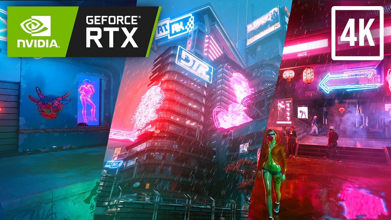 [4K] Cyberpunk 2077 - Day and Night Calm Walk in the Rain - PC Max Settings