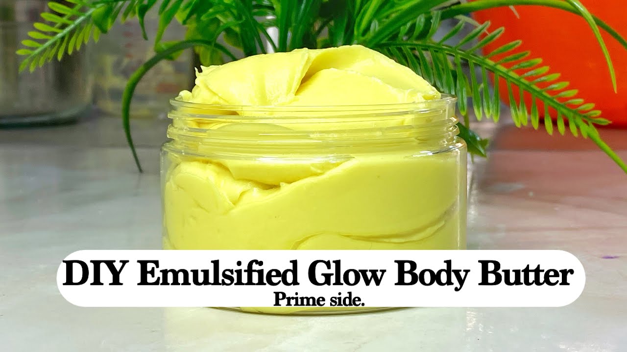 DIY Emulsified Glow & brightening body butter-no additional coloring -prime side
