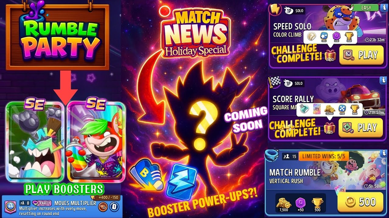 NEW! UPDATE Coming Soo! /(PARTY+2 SOLO+1 RUMBLE) Color Climb/ Square Matches 
