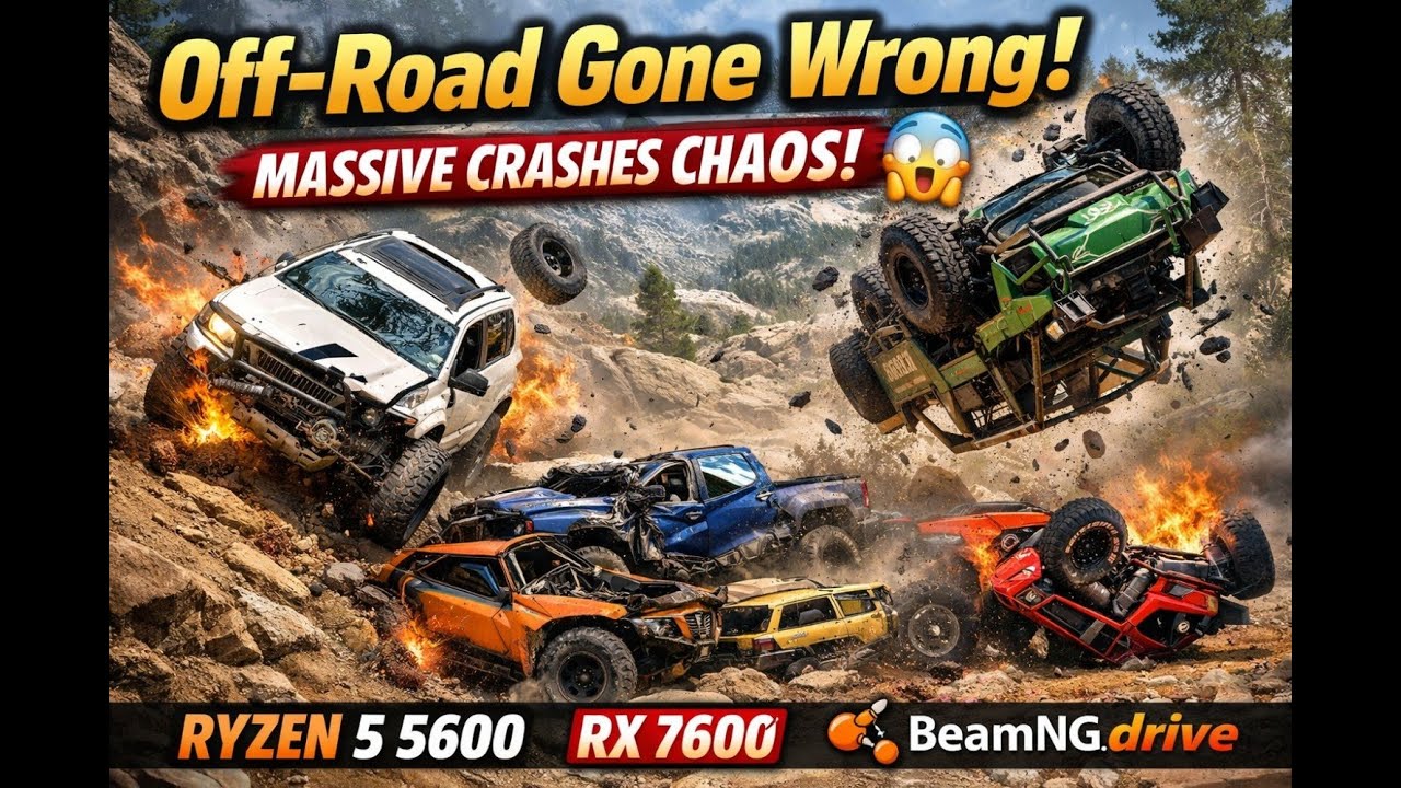 4K 60FPS Off-Road Gone Wrong! 😱 Massive Crashes & Chaos | BeamNG.drive| Ryzen 5 5600 + RX 7600