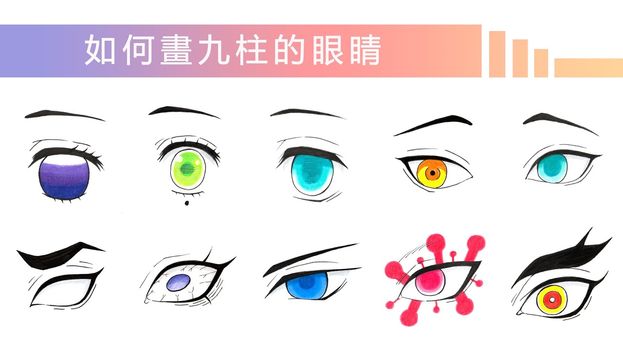 畫眼睛教學 | 鬼滅之刃 | 如何畫九柱的眼睛 | 畫畫教學