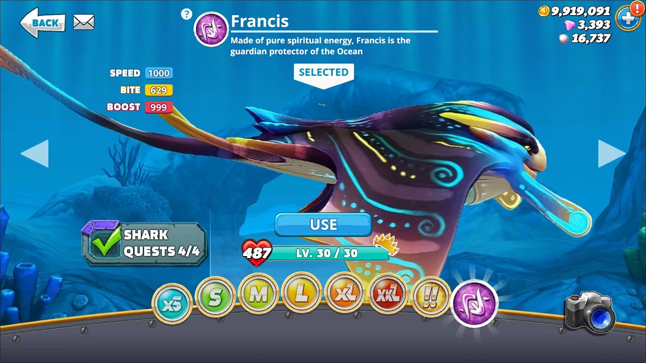 FRANCIS MANTA RAY UNLOCKED and FRANCIS GAMEPLAY | Hungry Shark World