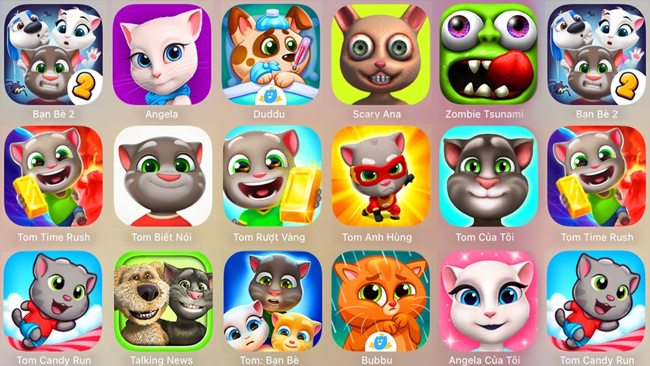 Talking Tom Finds 2,Angela,Scary Anna,Duddu,Zombie Tsunami,Tom Can Dy Run,Talking Tom Cat 2025,