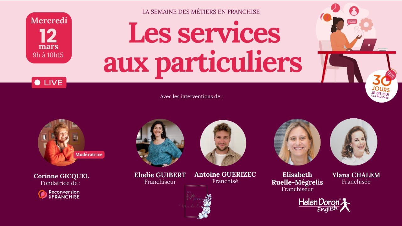 12 mars - Semaine des métiers en franchise : Services aux particuliers