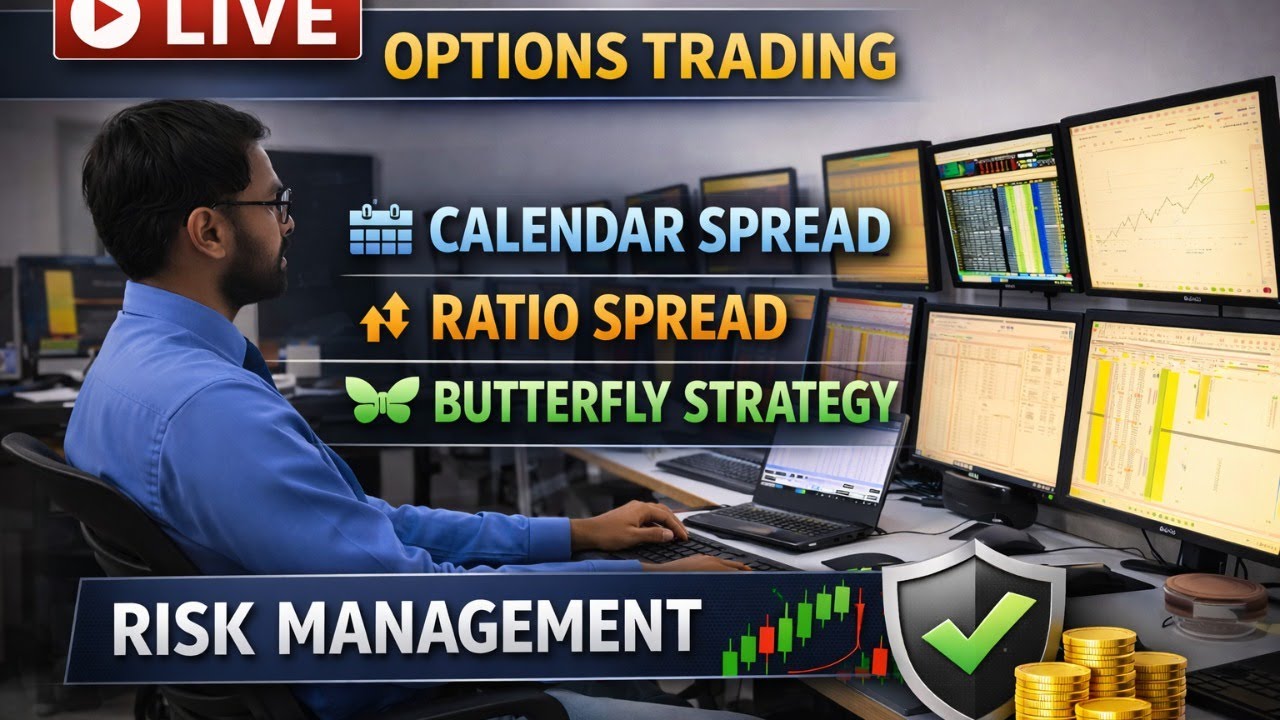 LIVE Options Trading | Calendar Spread, Ratio & Butterfly Strategy with Risk Management
