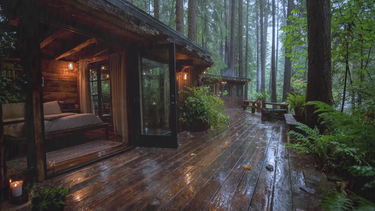 Peaceful Rain Sounds at a Cozy Wooden Cabin | Sleep Instantly & Reduce Anxiety