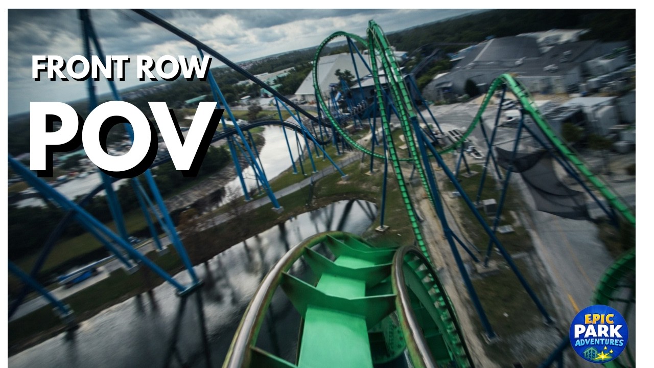 Kraken Front Row POV | Floorless Roller Coaster Drop Over Water at SeaWorld Orlando