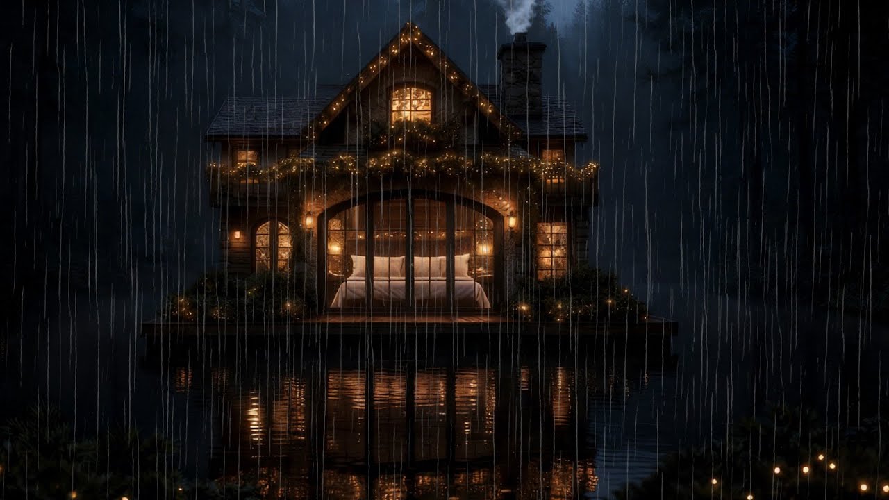 Winter Rain by the Floating Home | 🎄 New Year Calm & Cozy Ambience |10 Hour
