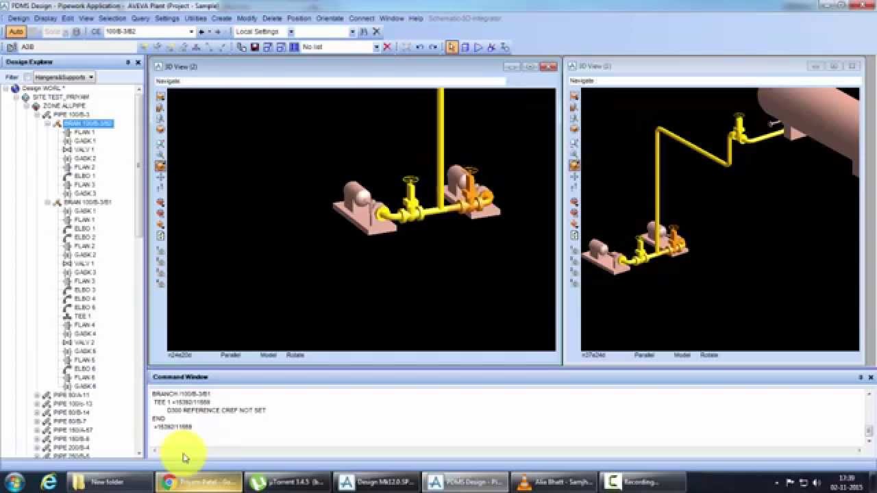 Pump Piping With Gate Valve Assembly AVEVA PDMS Lesson-9