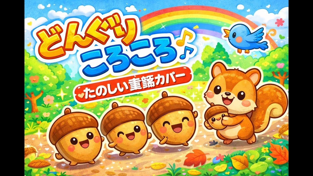 どんぐりころころ🎵｜リズムに合わせて語彙力アップ！言葉を覚える童謡【えがおのもり】