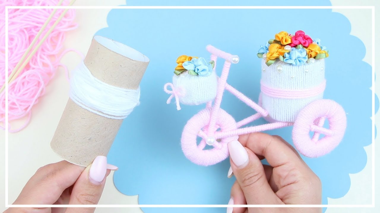 Новая Удивительная Идея Поделки из Пряжи и Втулки! 🌺 Как сделать цветочный велосипед!