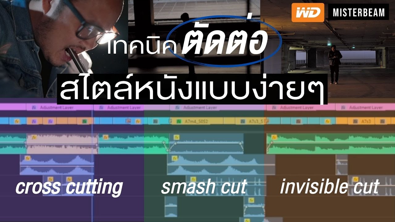 ตัดต่อวิดีโอสไตล์หนังแบบง่ายๆ ด้วย 3 เทคนิค  Cross cutting , Smash cut , Invisible cut