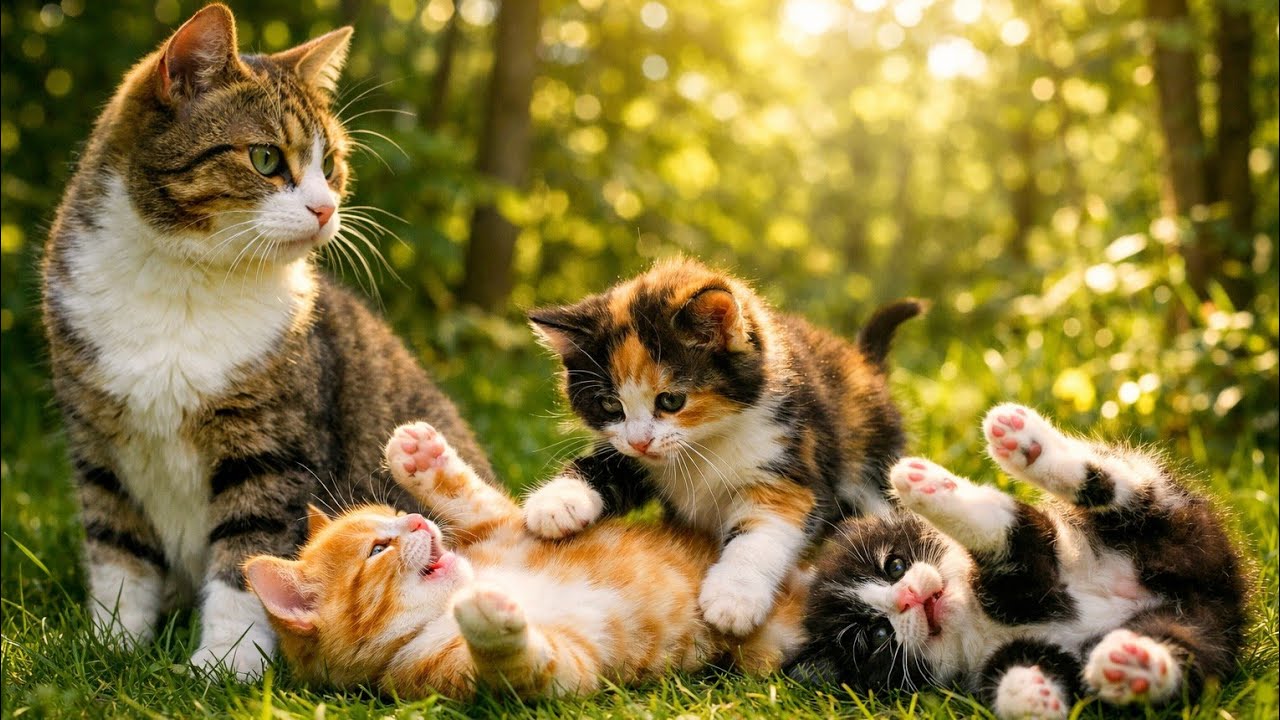 Mother Cat & Kitten Funny Playtime 😹 | Jumping Around Together | Cute Cats Video