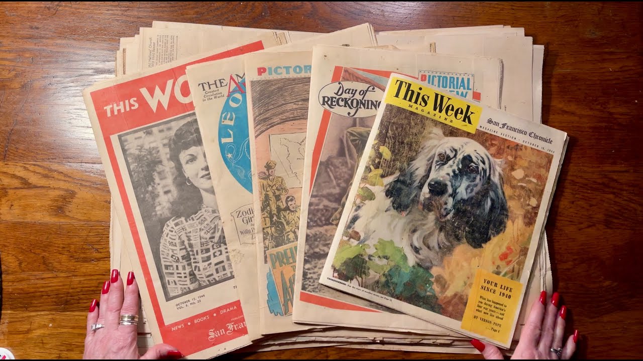 1944 Newspapers! Page turning only (No talking) Vintage newspaper! ~ASMR