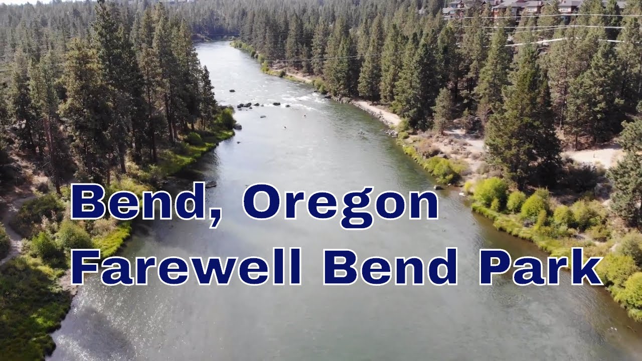 Farewell Bend Park in Bend, Oregon. (4K Drone)