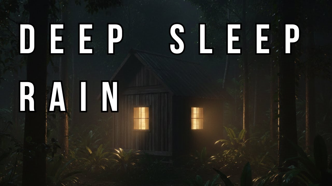Deep Sleep Rain 🌧️ Cozy Cabin in a Dark Tropical Forest | Night Rain Ambience (4K)