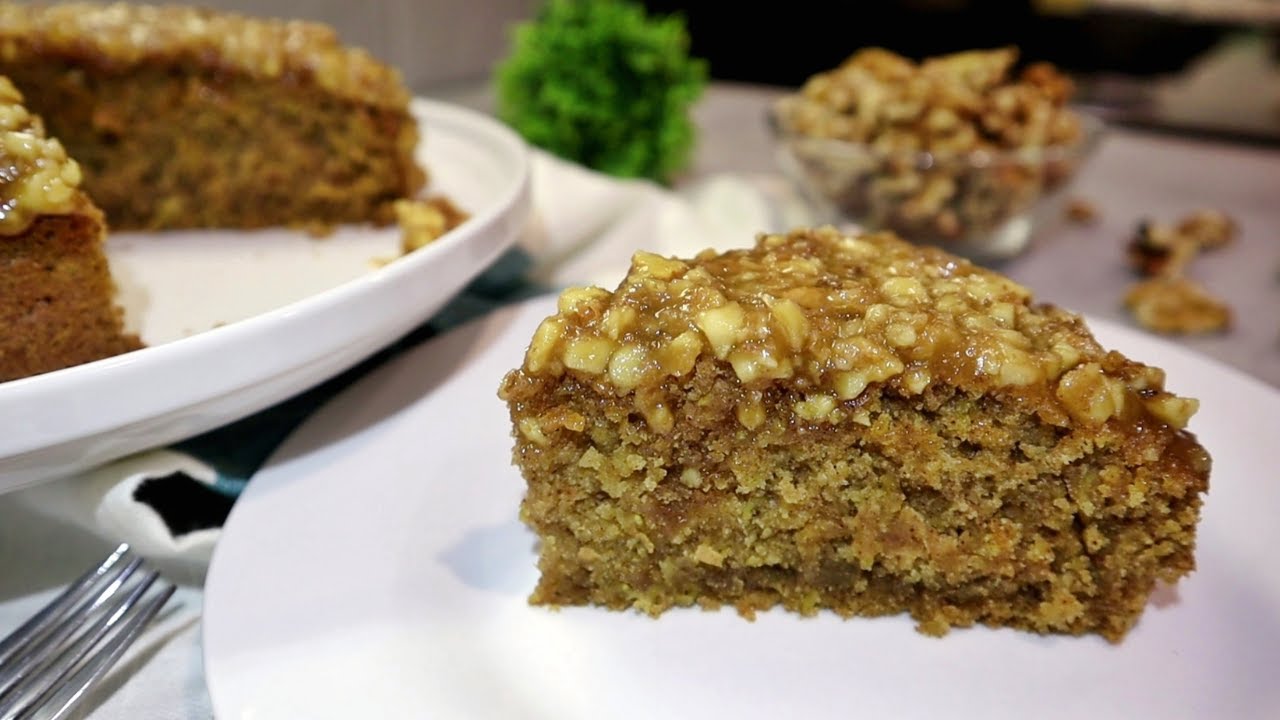 Easy Oatmeal Cake with Walnut Glaze Topping