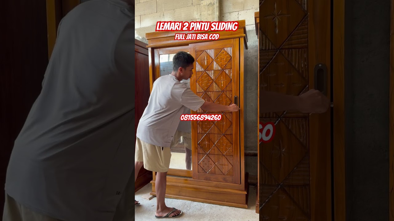 Lemari 2 pintu sliding jati harga 2,5 juta bisa COD #lemari #mebelmadiun #fyp