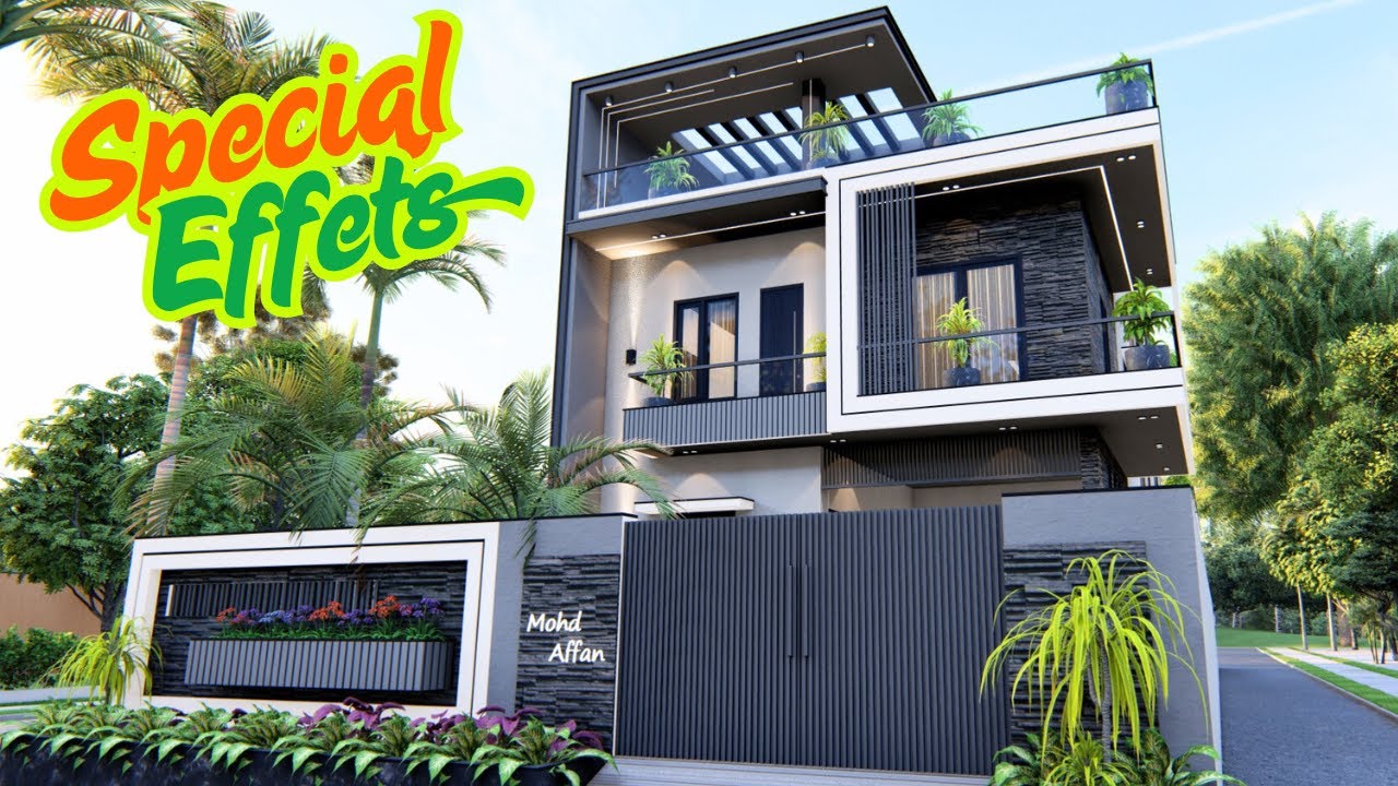 27x65 feet House Design 3D | Special Effects | 3600 Sqft Plot| Archbytes