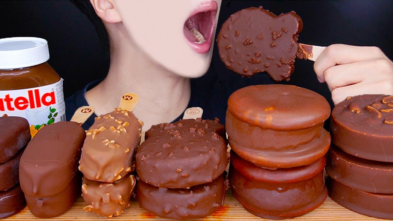 ASMR MAGNUM CHOCOLATE ICE CREAM LOTUS MUKBANG 매그넘 초콜릿 아이스크림 먹방 チョコレート咀嚼音 Es krim Kem EATING SOUNDS