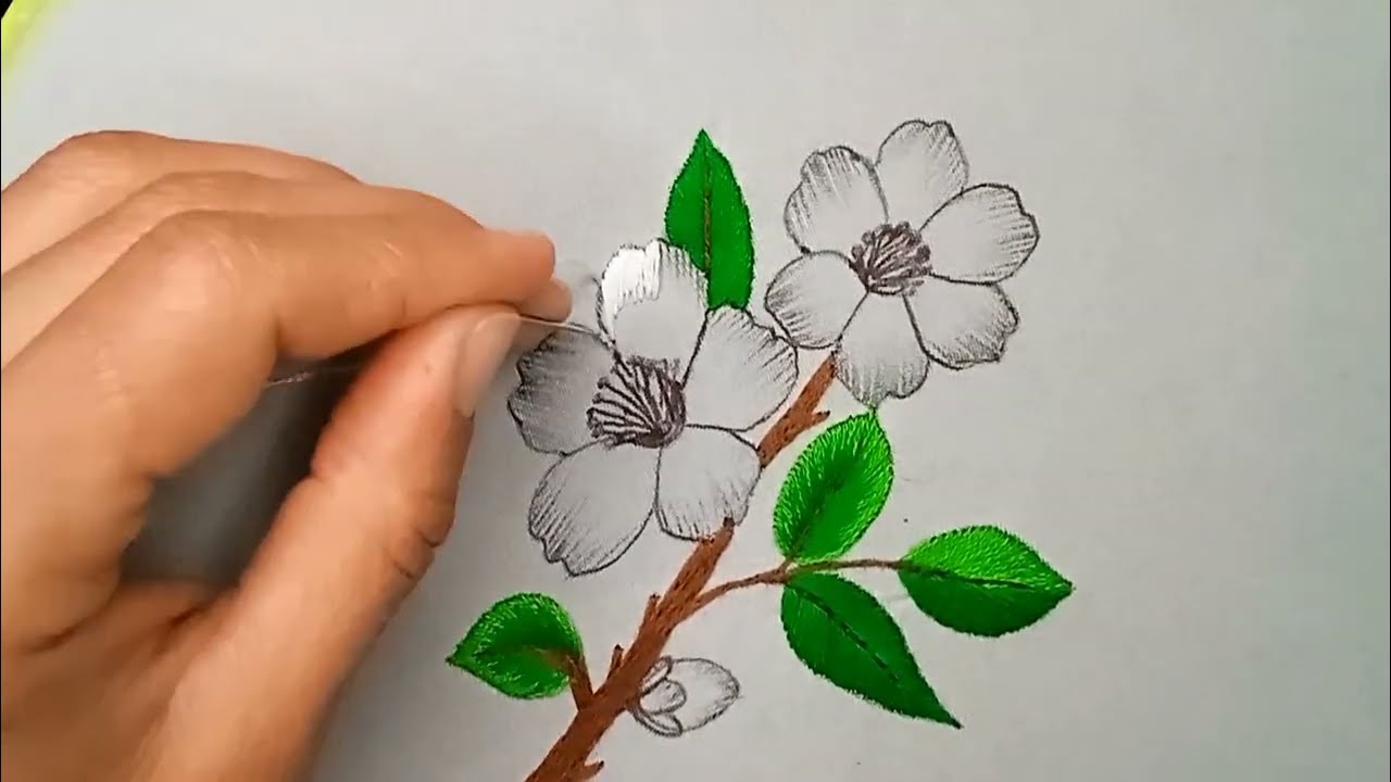 Very beautiful and easy hand embroidery for beginners using satin stitch #embroidery 