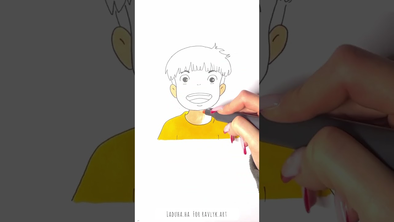 🌊 Dive into Art 📺 Step-by-Step Sketching Sousuke from Ponyo 🐠✅#shorts #drawing #RavlykArt