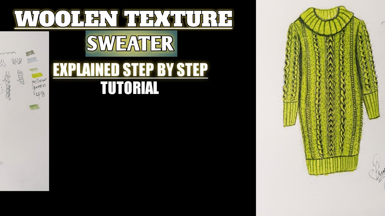 How to draw Woolen Texture (sweater) || Knitted Fabric || Fashion illustration