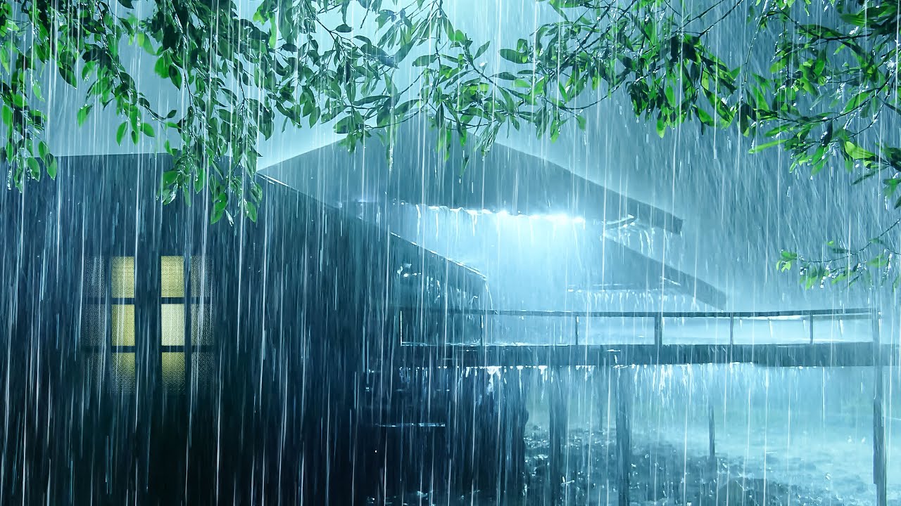 Relax Deeply & Sleep Well All Night | Heavy Rain on Tin Roof & Gentle Thunder to Reduce Insomnia