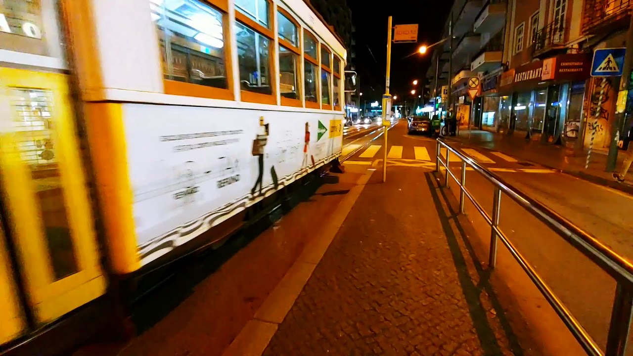 Very old trams in Lisbon with fast driver