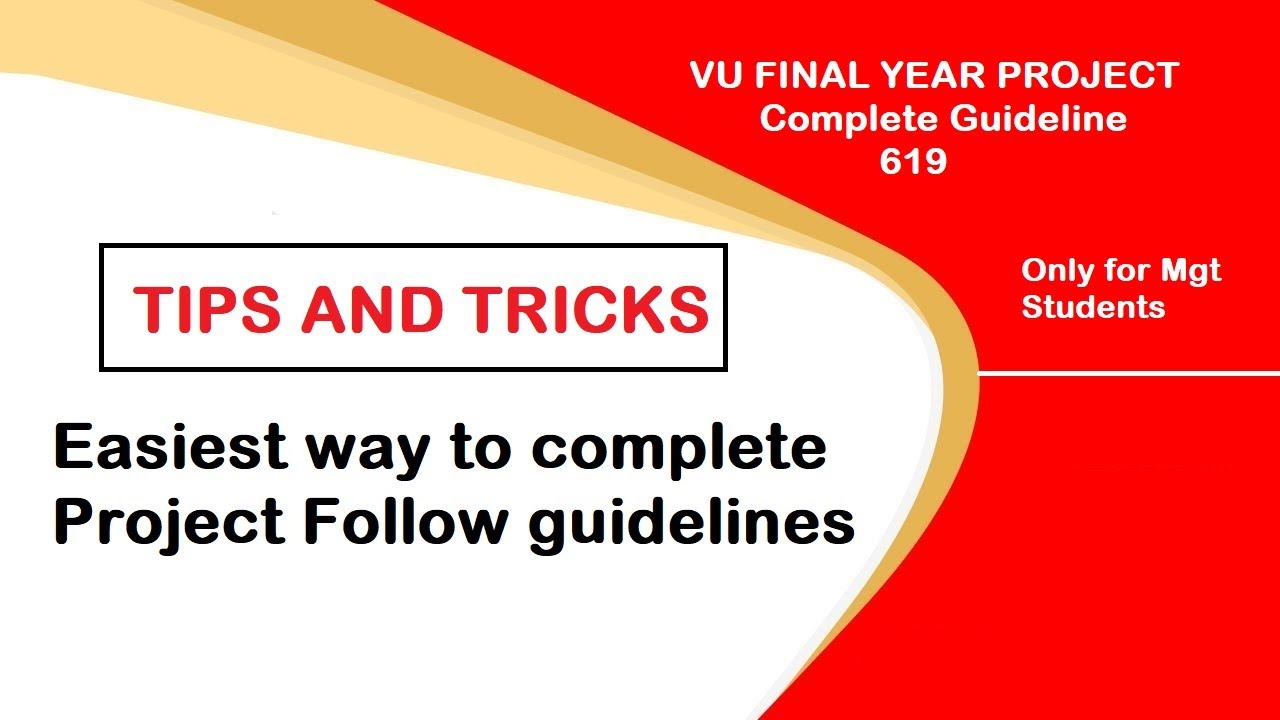 VU MKT619 Project guide line || vu fin619 project guideline || vu HRMI619 project guideline