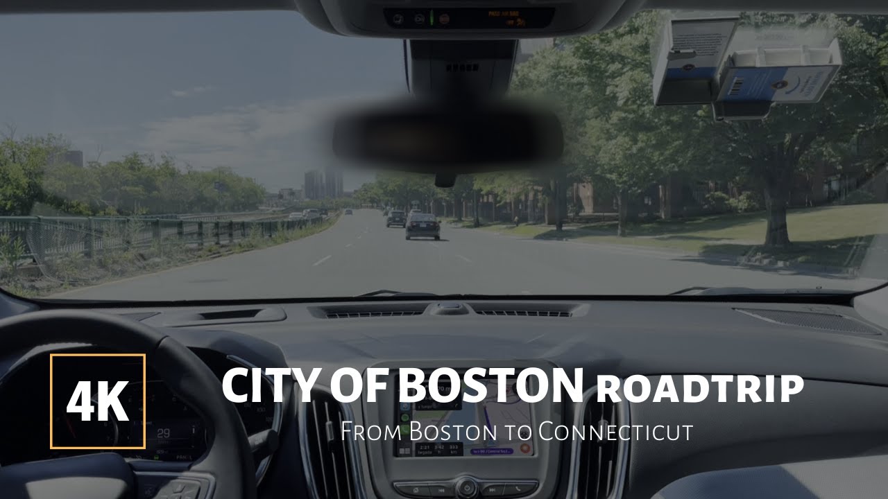 Roadtrip from Boston to Connecticut - Driving ASMR City of Boston 4K