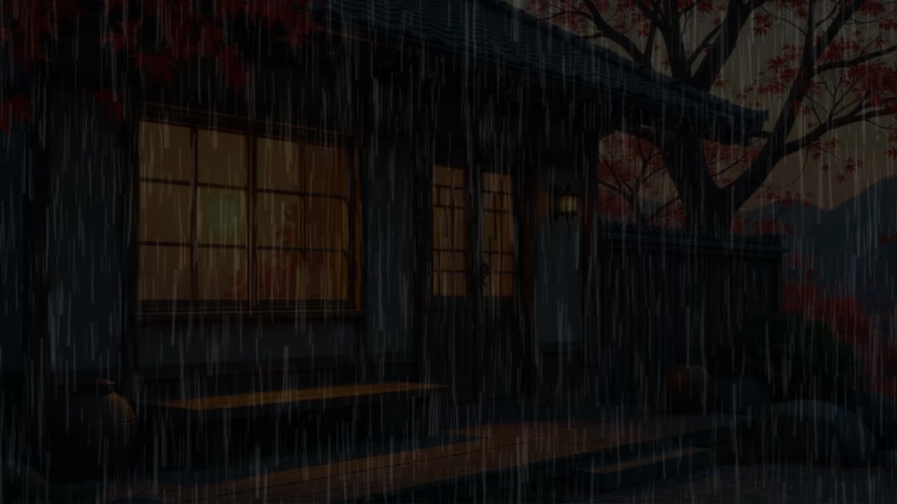 Heavy Rain and Thunderstorm at a Cozy Cabin for Deep Sleep Sounds