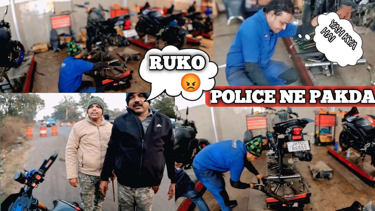 Police Ne pakda Ho Gaya popat servicing #moto #vlogs #bikeservicing #motovlog #india 🐕‍🦺🐾