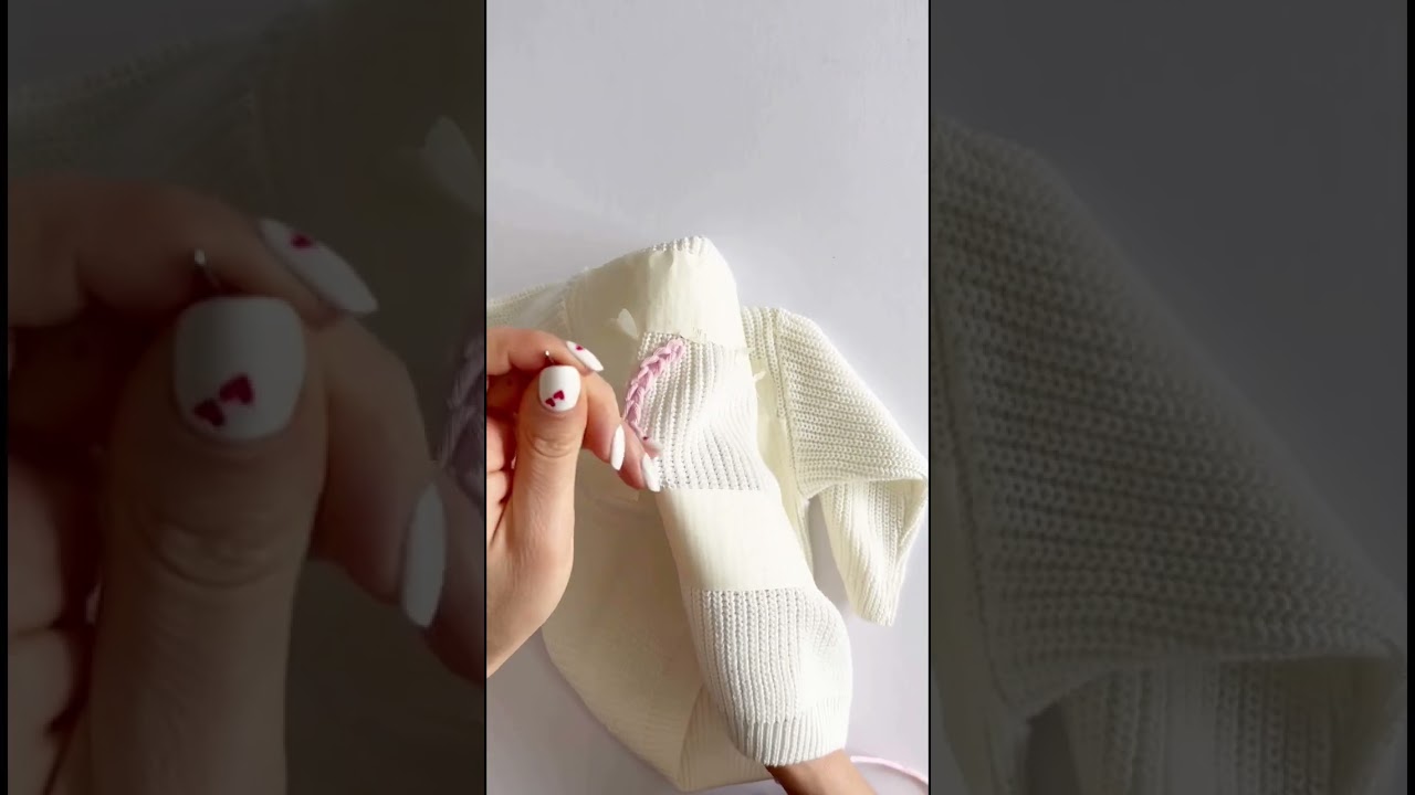 Урок по вязанию свитера с именем ребенка цепочным швом #babysweaterdesign #chainstitchembroidery
