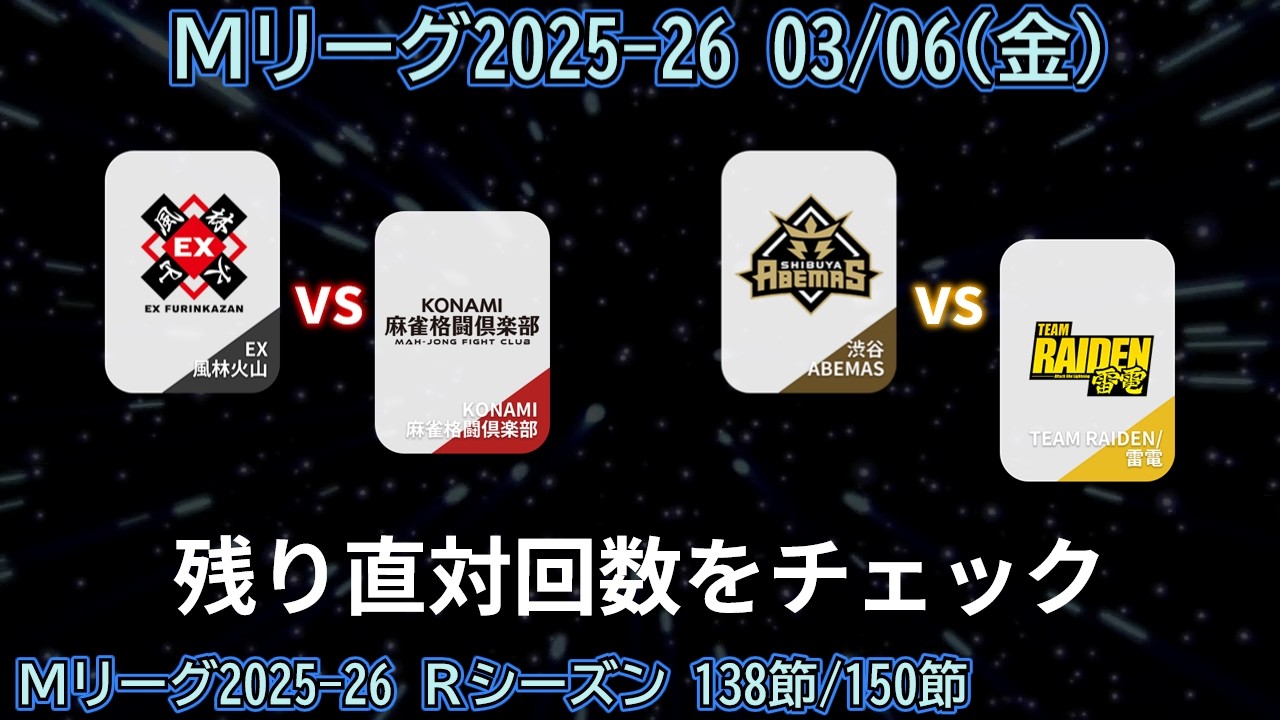 【Mリーグ2025-26】首位と６位争い、直対の残り回数は【ゆっくり雑談】