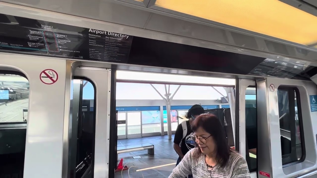 SFO AirTrain Red Line ride from Terminal 3 to 1