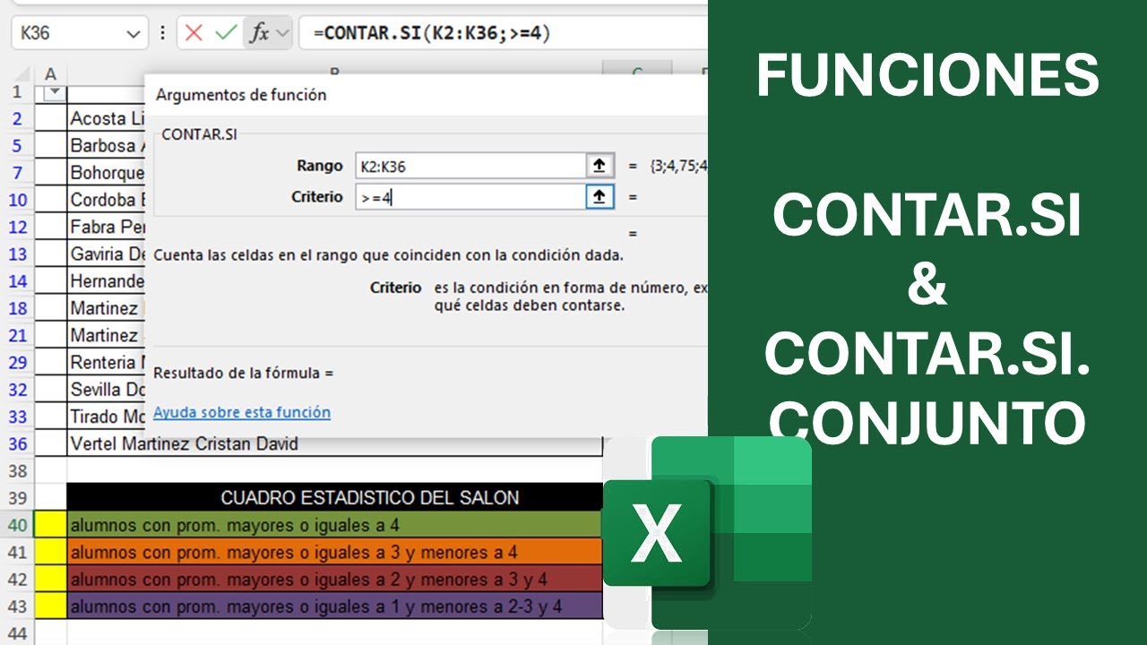 Función CONTAR.SI & función CONTAR.SI.CONJUNTO, descubre como aplicarlas y editarlas