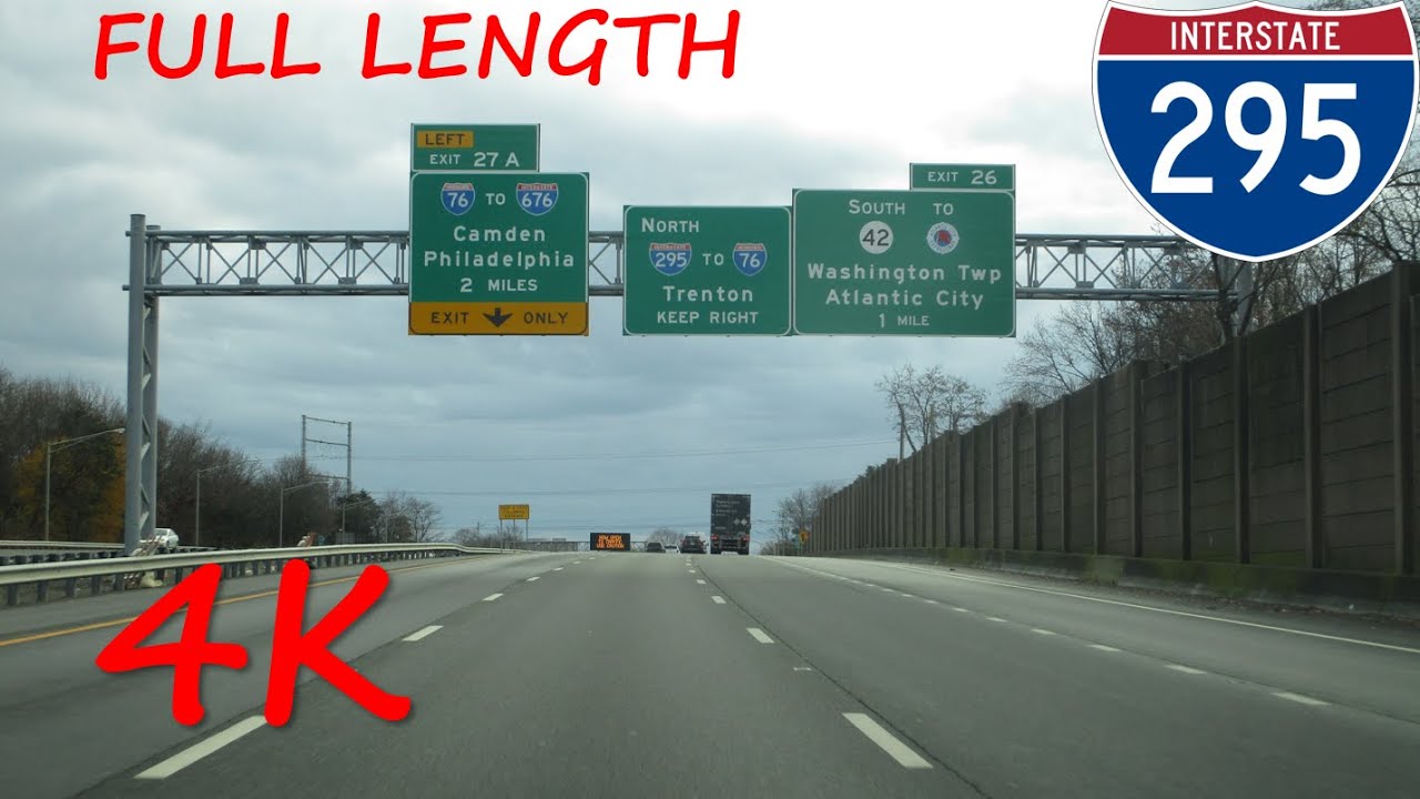 ⁴ᴷ Interstate 295 (DE/NJ/PA) Philadelphia Bypass northbound/outer loop [4K VIDEO]