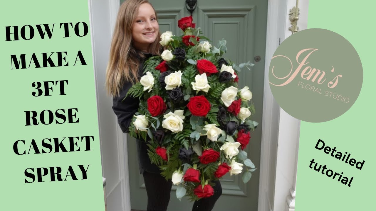 HOW TO MAKE A 3ft ROSE CASKET SPRAY | HOW TO FUNERAL FLOWERS