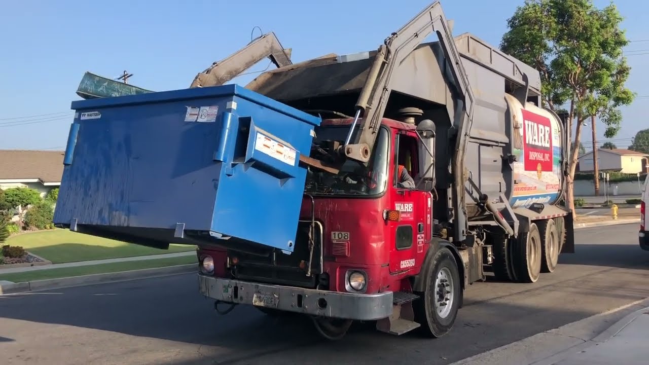Ware disposal autocar ACX amrep HX-450 garbage truck #108 on bulk on 7-16-2022