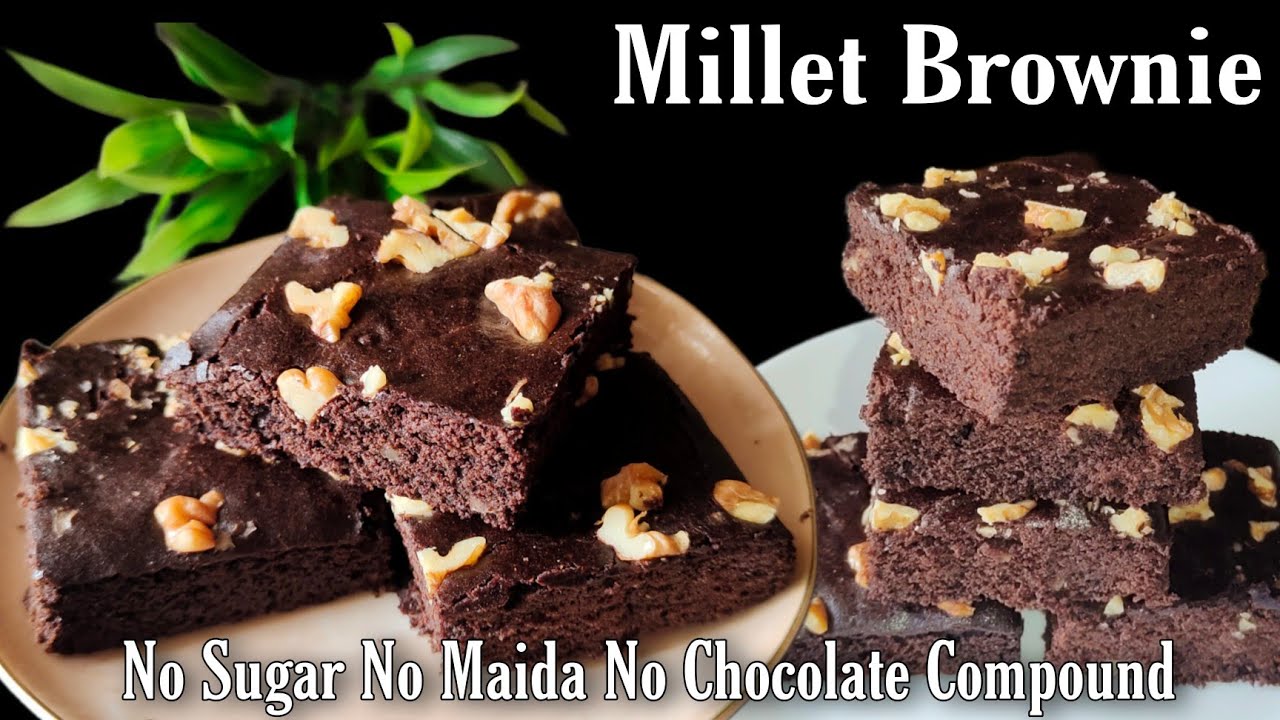 Eggless Millet Brownie | Most Healthy Brownie Cake No Sugar No Chocolate Compound No Maida