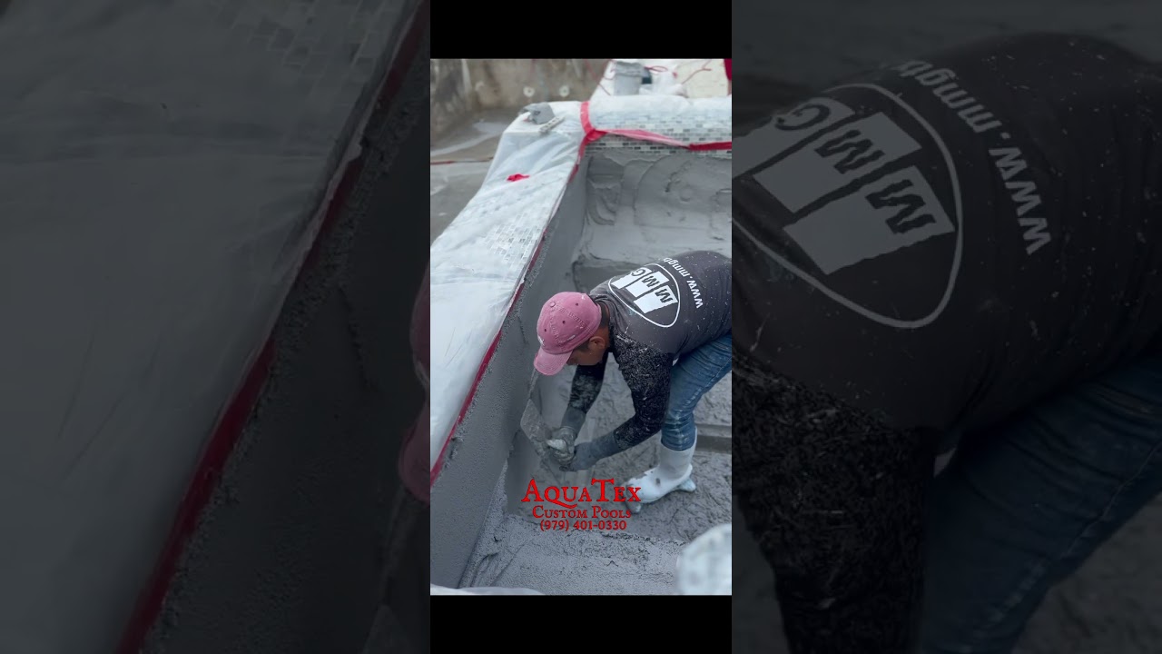 Watch PebbleTec plaster being installed! #pool #plaster #pebbletec #spa #backyard #swimmingpool