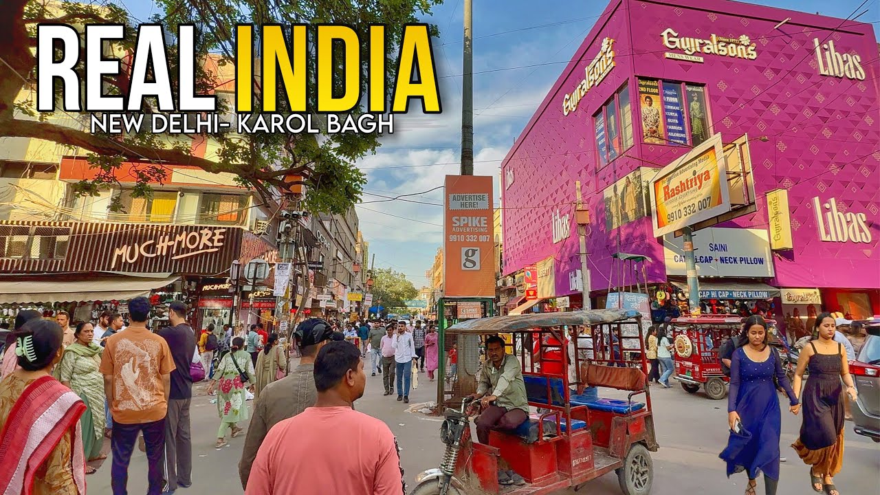 OVERCROWDED Streets of India | 4K Karol Bagh Market Walk Tour- New Delhi