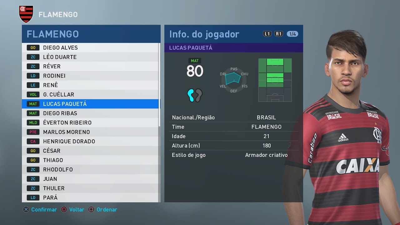PES 2019 - Cópias de base - base copy - elenco do FLAMENGO no PRO EVOLUTION SOCCER 2019 -
