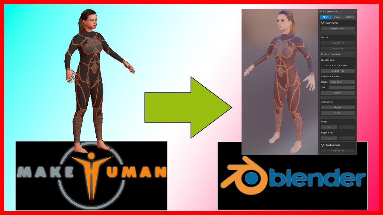 💯Pasar modelo de Makehuman 1.2 a Blender 2.8 - addon plugin