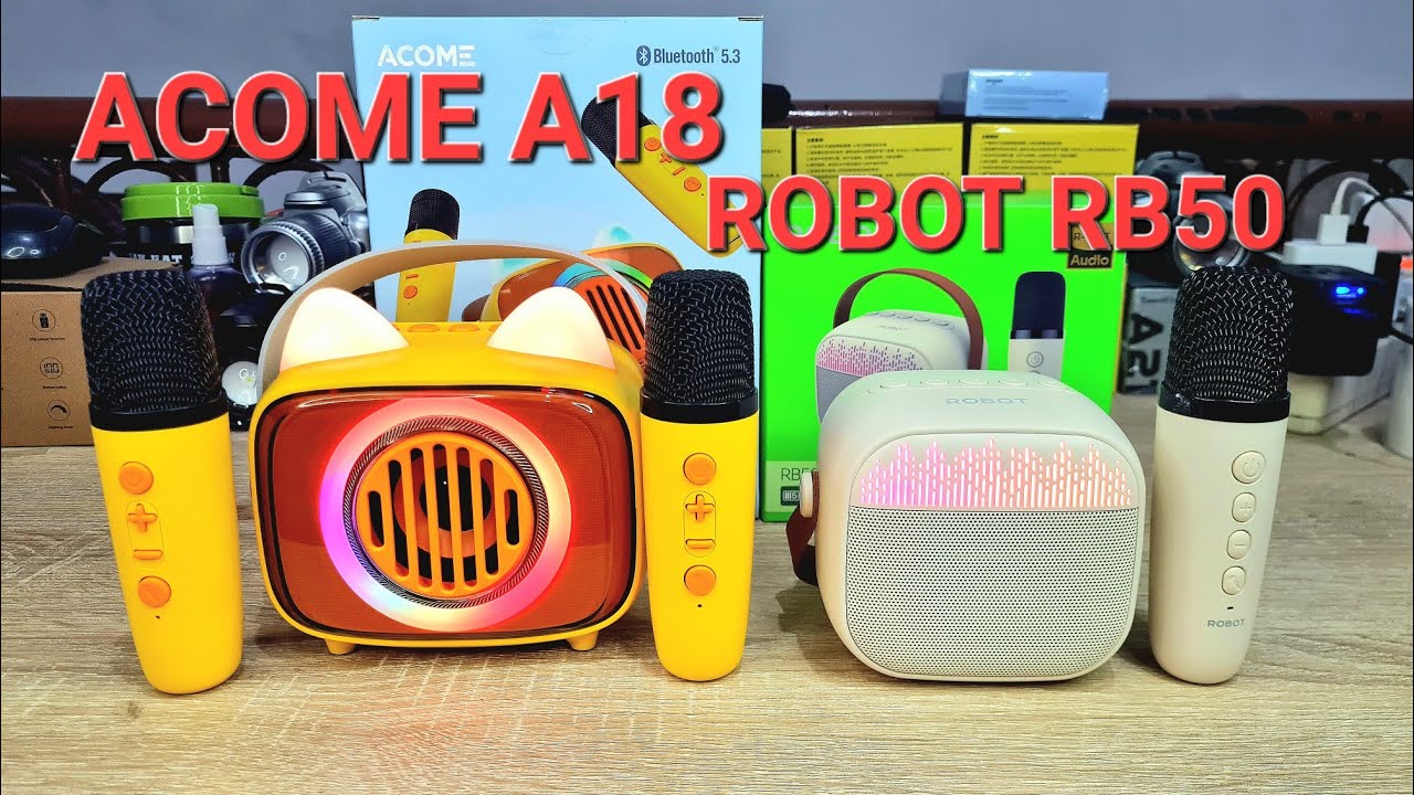 SPEAKER BLUETOOTH KARAOKE ACOME A18 DAN ROBOT RB50 DENGAN MIC BLUETOOTH
