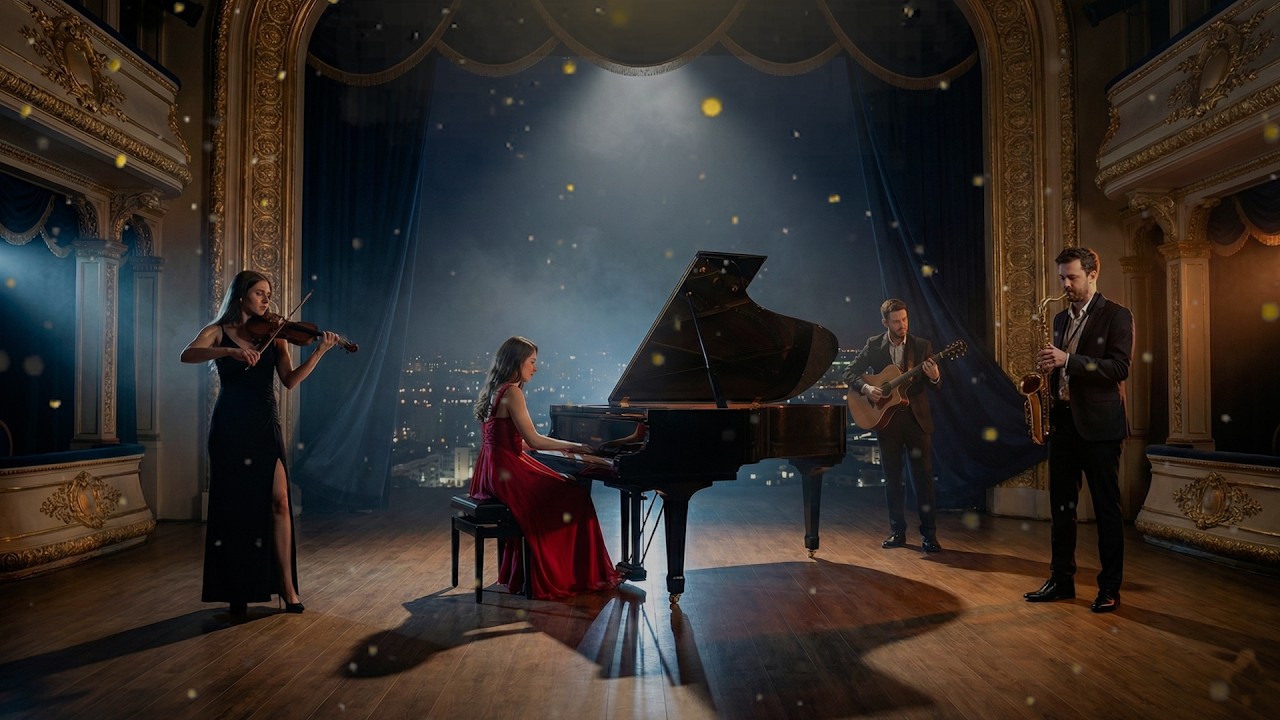 Saxophone, Violin & Piano – Stunning Romantic Instrumental From Above The City Lights