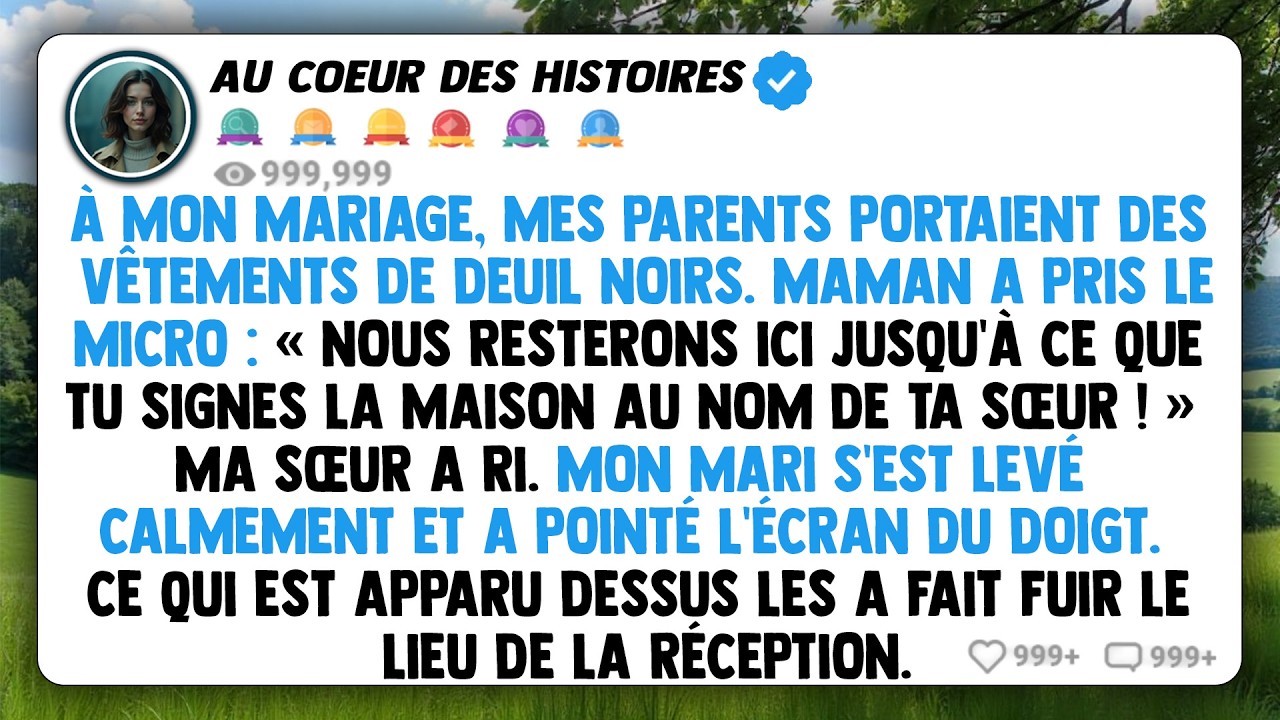 À mon mariage, mes parents portaient des vêtements de deuil noirs. Maman a pris le micro...